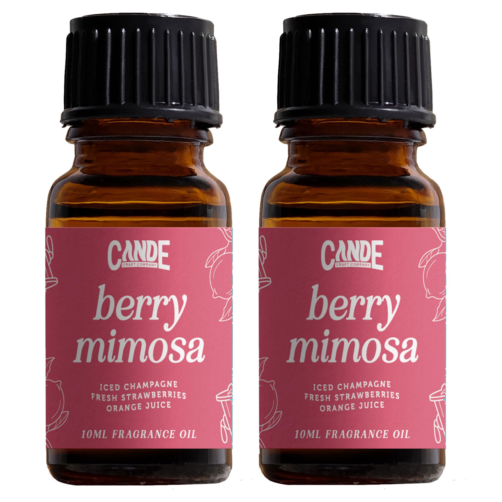 CANDECraftCo Premium Fragrance Oil – Diffuser Oils Fragrances Scented for Home, Candle Soap Making Supplies, Aromatherapy Blends for House (0.34 Fl Oz) (2-Pack, Berry Mimosa)