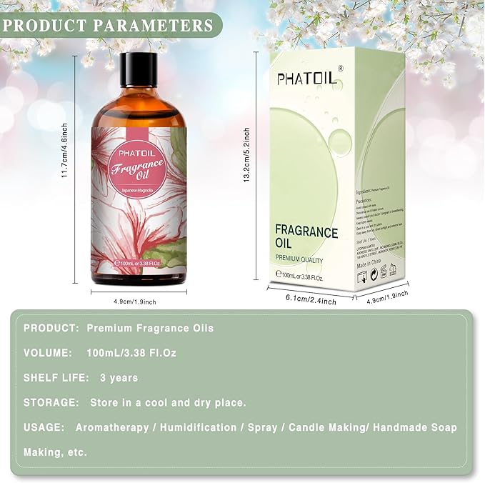 PHATOIL Japanese Magnolia Fragrance Oil for Diffuser Aromatherapy 3.38FL.OZ