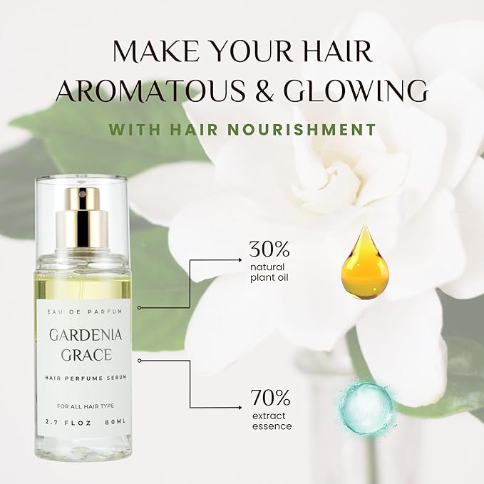 benatu Hair Perfume Mist for Women, Alcohol Free Long Lasting Fragrance Spray for Hydrating Shine, 2-in-1 Argan Oil Scented Hair Serum with Keratin & Elastin (Gardenia) 2.7 fl oz
