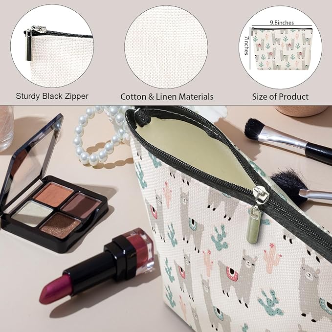 Cute Llamas Makeup Bag Alpaca Llama Gifts Funny Llama Stuff Decor for Llamas Lover Christmas Birthday Gifts for Women Animal Lovers Girl Daughter Best Friend BFF Niece Sister Toiletry Bag