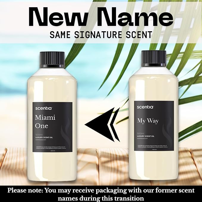 Scentia Miami One (My Way) Diffuser Oil for HVAC Scent Machine – Hotel Fragrance Inspired by 1 Hotel Miami Beach – 500 mL – Lemon, Sandalwood & Cedar Oil for Commercial & Cold Air Diffusers