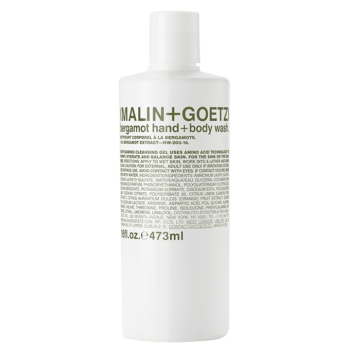 MALIN+GOETZ Hand + Body Wash Foaming Gel Cleanser, Bergamot 16 fl oz