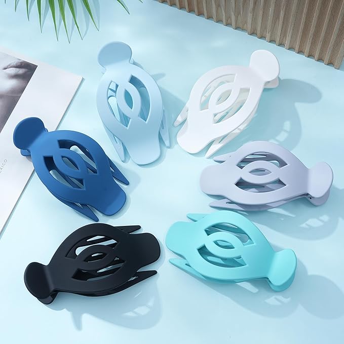 AWAYTR 6 Pack Large Flat Hair Clips for Women, 5 Inch Non-Slip Claw Clips