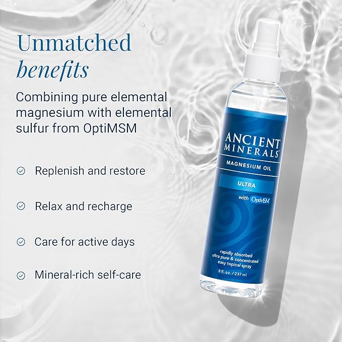 Ancient Minerals Magnesium Oil Spray Ultra with MSM, Zechstein, 4oz
