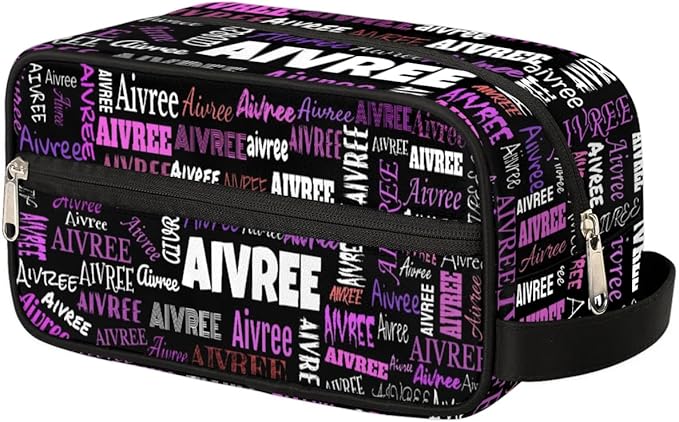 KFNHN Personalized Name Makeup Bag Travel Cosmetic Bag, Black Background