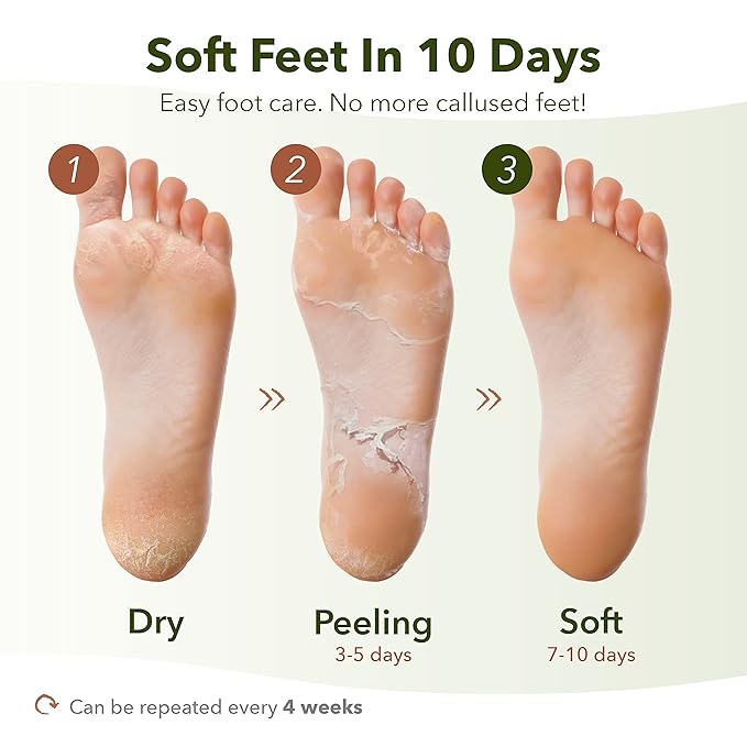 Purederm Foot Peeling Mask for Dry Cracked Feet, Exfoliating Treatment for Dead Skin & Calluses for Baby Soft Feet, 3 Pairs