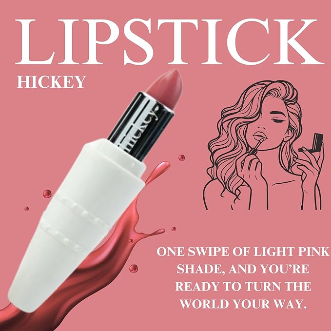 Hickey Lipstick White Limited Edition Set, Skinny Dip (Pink) & Beach Babe (Coral), Refillable Case with Silver Chain (Wearable Necklace), Hydrating, Long Lasting Lipstick for Women, Gluten-Free, Vegan