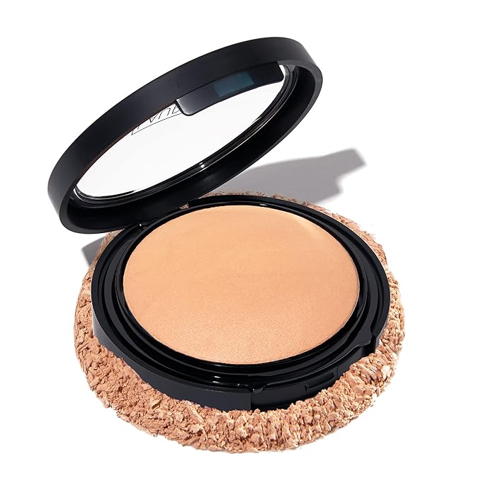 LAURA GELLER NEW YORK Baked Double Take Powder Foundation – Longwear Buildable Medium to Full Coverage – Matte Finish – Non-Caking Formula– Handmade in Italy – Mature & Sensitive Skin – Light