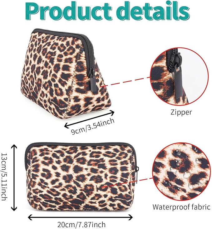 AJLTPA Waterproof Neoprene Cosmetic Bag, Leopard