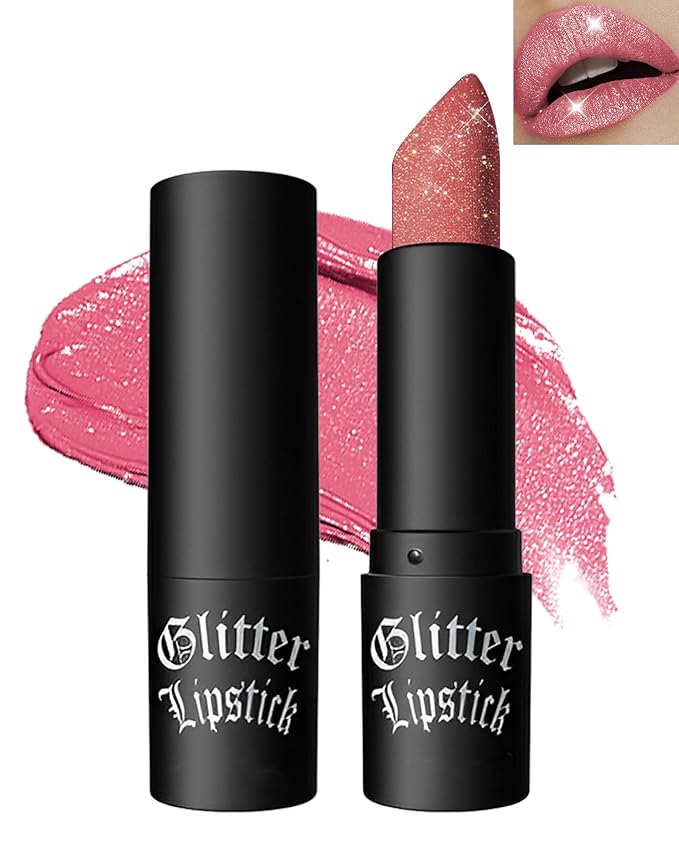 Pink Glitter Lipstick,Waterproof Shimmer Lip Tint Gloss,Thanksgiving Makeup