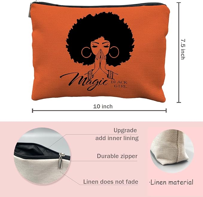 Likjad Black Girl Magic Makeup Bag - African American Girl & Women Gift - Cosmetic Bag