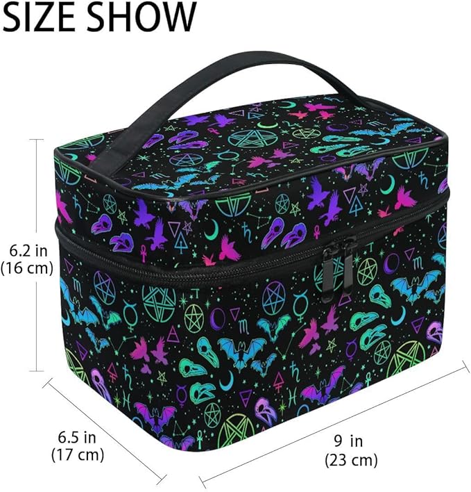 MNSRUU Makeup Bags, Gothic Different Magic Elements Makeup Organizer Bags Toiletry Bag Box Travel Cosmetic Bag Make Up Train Case for Women Teen Girl Ladies