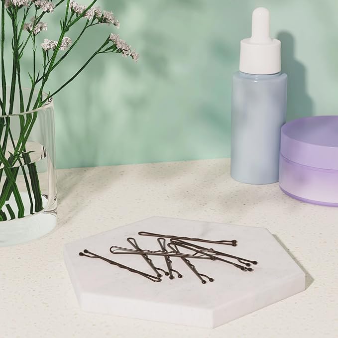Amazon Basics No Slip Bobby Pins for All Hair Types, Secure Hold Hair Pins for Updos, Brunette Brown, 48 Count