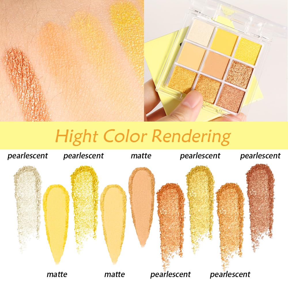 CAKAILA Gold Yellow Brown Smokey Goth Eyeshadow Palette Makeup,Natural Powder Eye Shadow Palette Long Lasting Naturing-Looking,Basic Gold Brown Shade for Halloween,Vegan