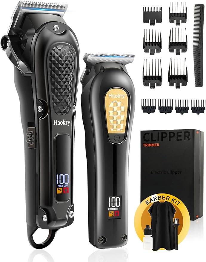 Haokry Hair Clippers & Trimmer for Men,Professional Barber Clippers and Trimmers Set,Mens Cordless Hair Clipper for Barbers Haircut Kit,Beard Trimmer,Rechargeable Electric Shaver