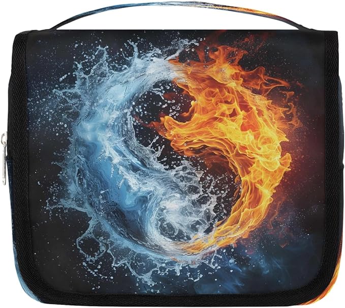 Water Fire Travel Toiletry Bag Women Hanging Cosmetic Organizer Portable