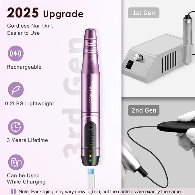 COSLUS C20 Cordless Nail Drill Electric File: Portable All-in-One Kit