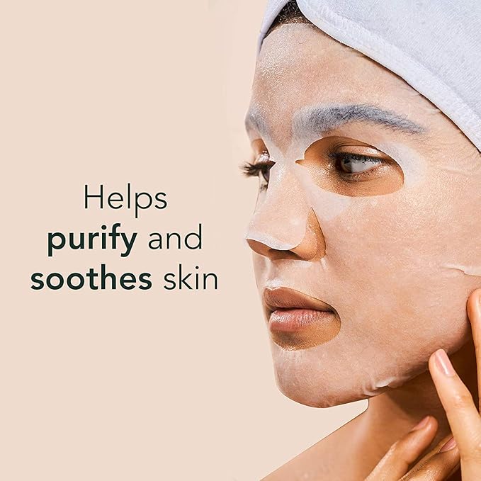 Rael Bamboo Face Sheet Masks, Daily Hydration Skincare (Tea Tree, 5 Ct)