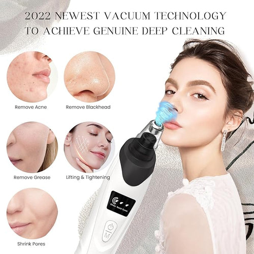 2024 Blackhead Remover Pore Vacuum,Facial Pore Cleaner-5 Suction Power,5 Probes,USB Rechargeable Blackhead Vacuum Kit Electric Acne Extractor Tool for Adult
