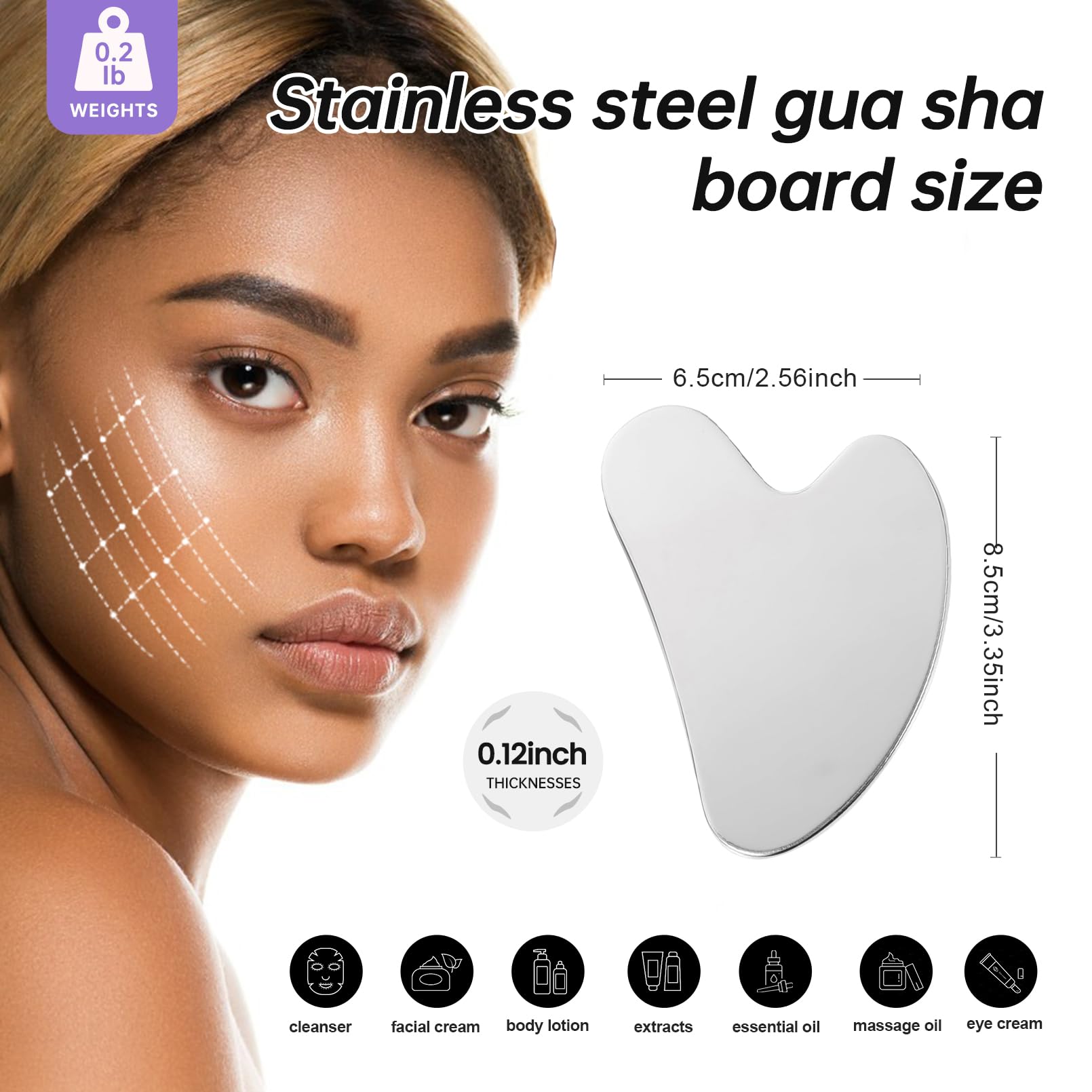 CUTELIILI Stainless Steel Gua Sha - Metal Gua Sha, Gua Sha Facial Tools