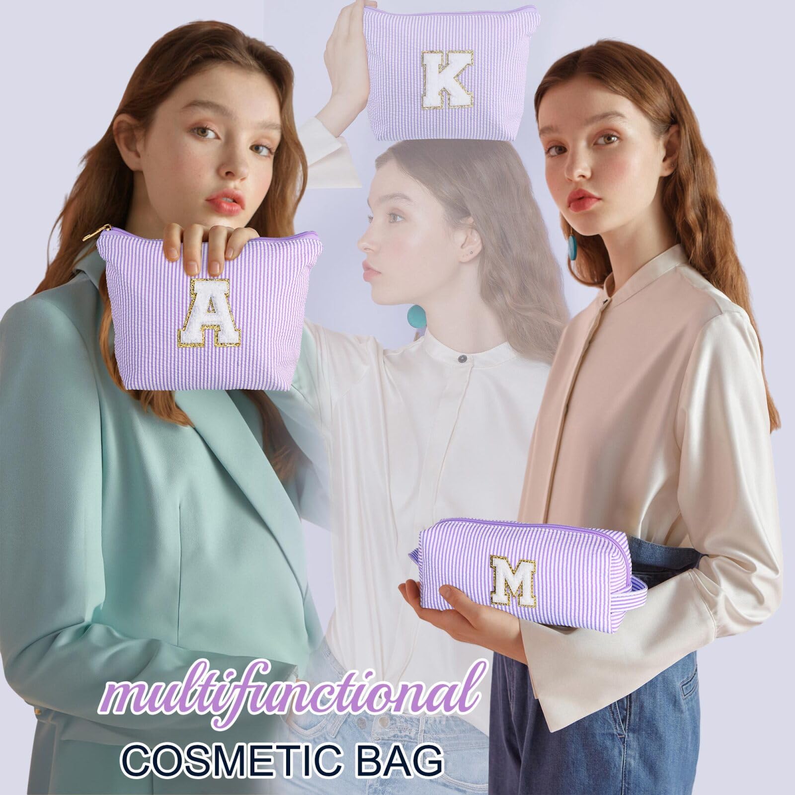 YOOLIFE Easter Gifts for Girls, Gifts for Teen Girls, Birthday Gifts Idea for Mom Her | Personalized Cute Makeup Bag for Girlfriend | 21st Birthday Gifts for Her Makeup Pouch Monogram Makeup Bag J