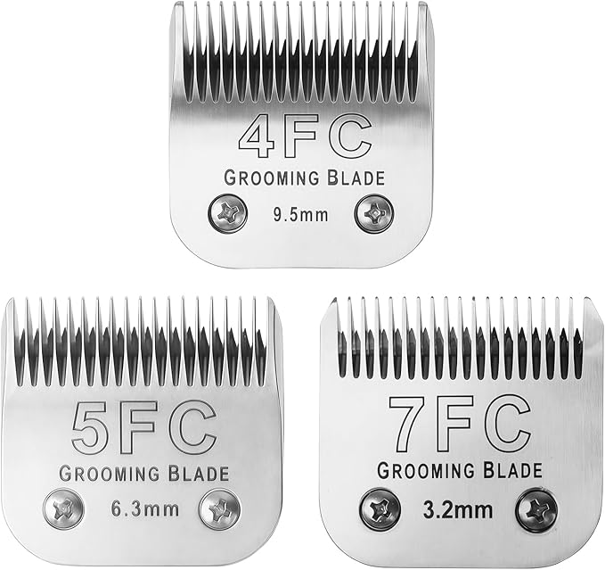 MEMIRY Size 4FC+5FC+7FC Detachable Dog Grooming Blades, Compatible with Andis, Oster A5, Wahl KM10 Series Clippers, Silver (3 Packs)