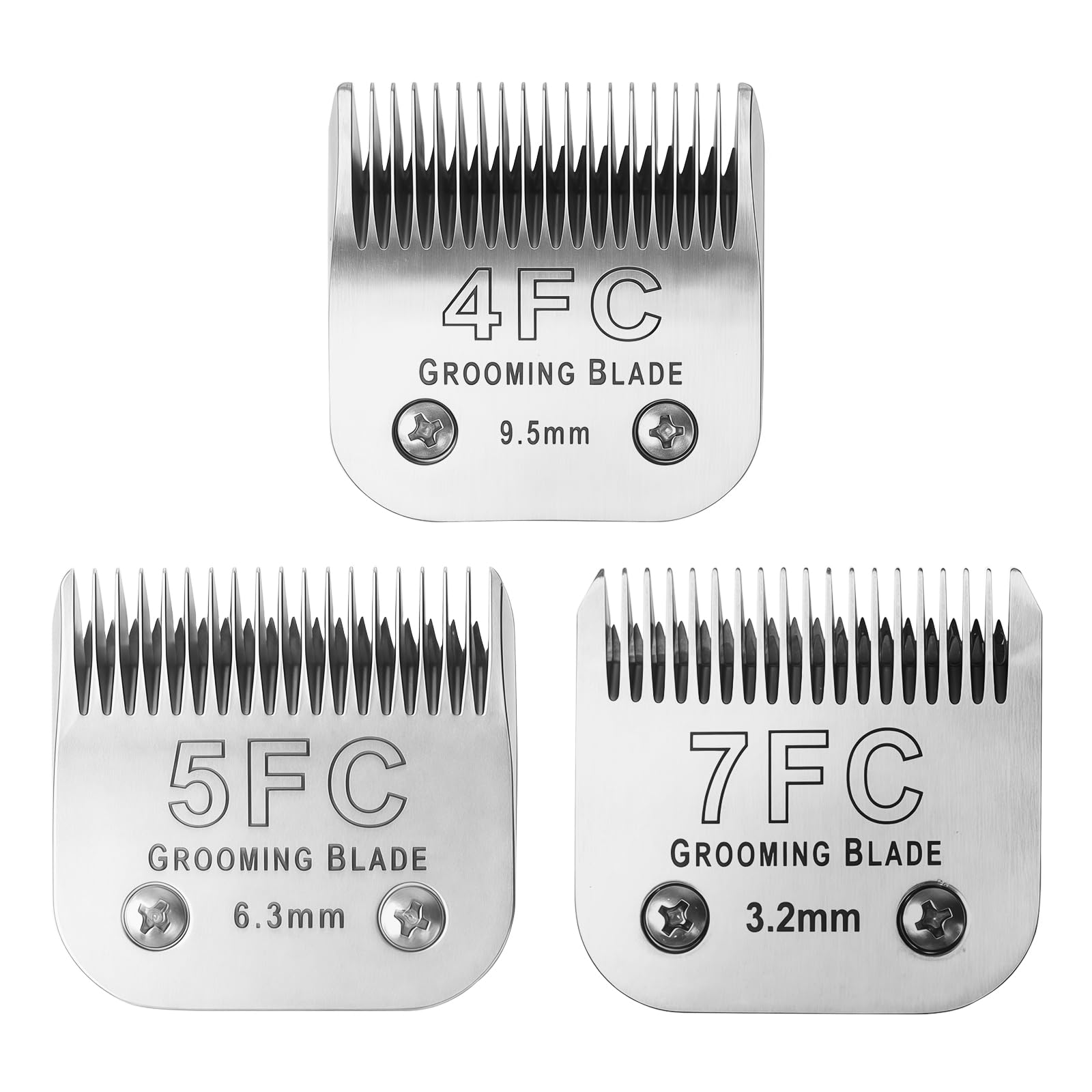 MEMIRY Size 4FC+5FC+7FC Detachable Dog Grooming Blades, Compatible with Andis, Oster A5, Wahl KM10 Series Clippers, Silver (3 Packs)