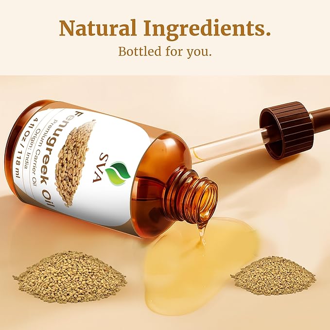 SVA Fenugreek Oil 4 Fl Oz - for Face, Skin Care, Hair Care, Scalp Massage & Body Massage – Carrier Oil with Dropper