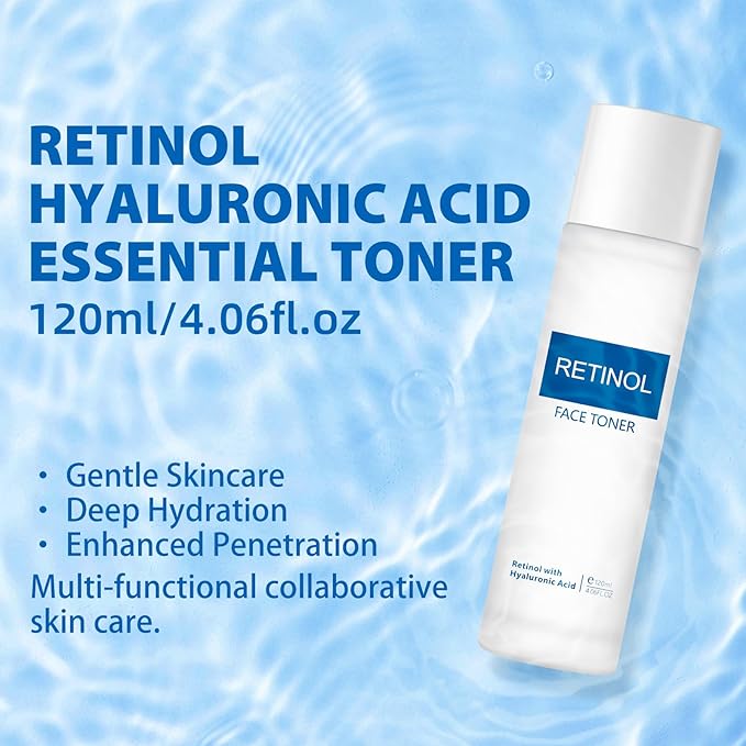 AOPEIBOTO Face Toner for Women, Retinol Facial Toner, Hyaluronic Acid Skin Toner for Firming Skin, Moisturizing, Reduce Fine Lines, Oil Dry Sensitive Skin, 4.06fl.oz/120ml