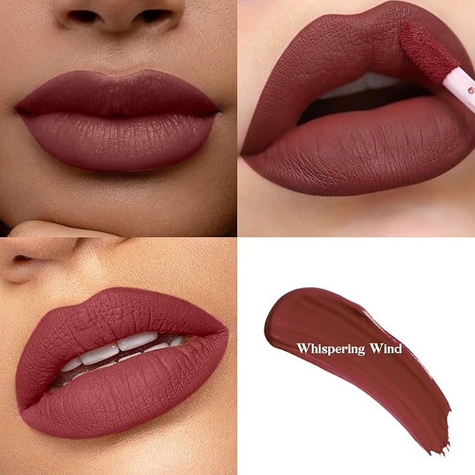 ilembane Matte Liquid Lipstick Set, 3 Pack Red, Black & Dark Red Shades