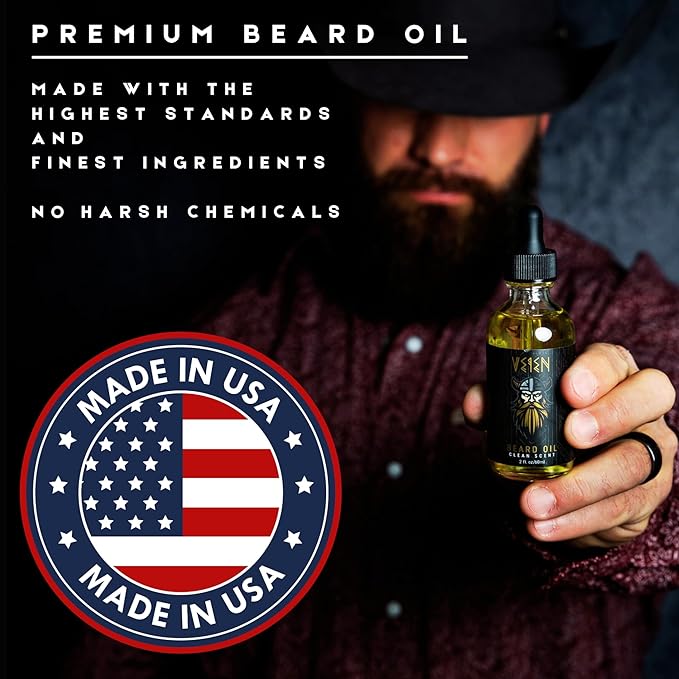 Veien Beard Oil for Men, Clean White Tea Scent, 2oz