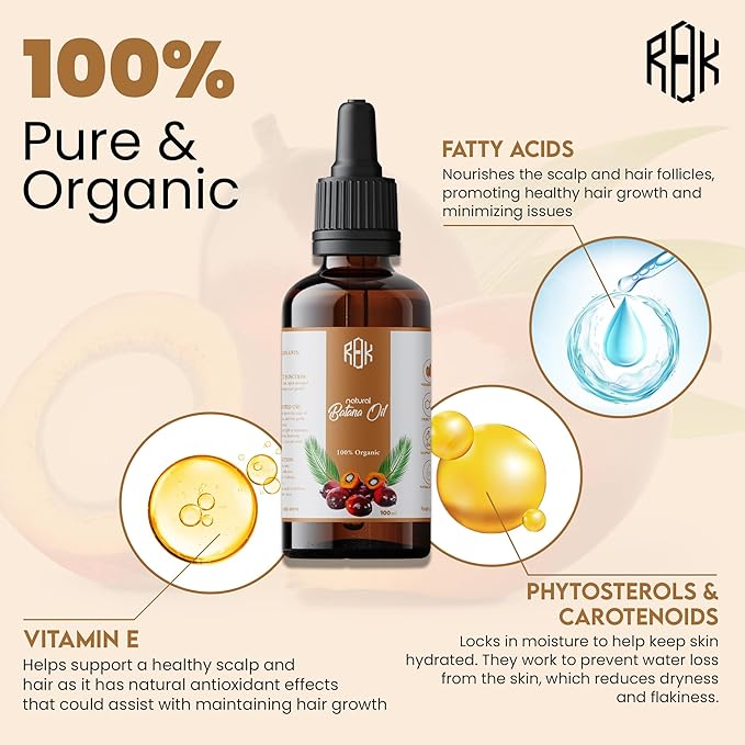 RAQK Batana Oil for Hair Growth Natural Scalp Oil for Strengthening, Repairing Damaged Hair, and Encouraging New Growth Pure & Paraben-Free Hair Growth Oil with Easy Dropper Lid and Eyelash kit