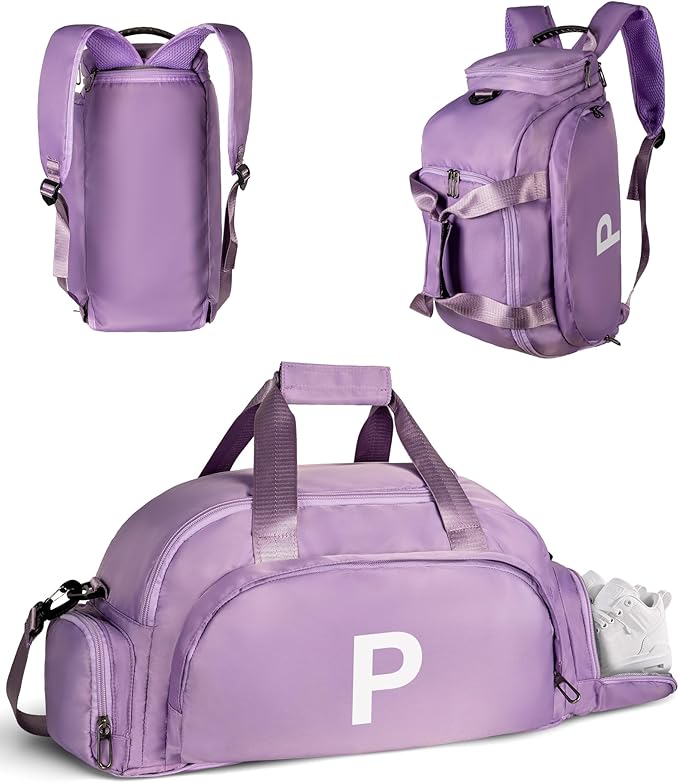 Vogewood Gifts for College Girls, Initial Gym Bags with Shoe Compartment