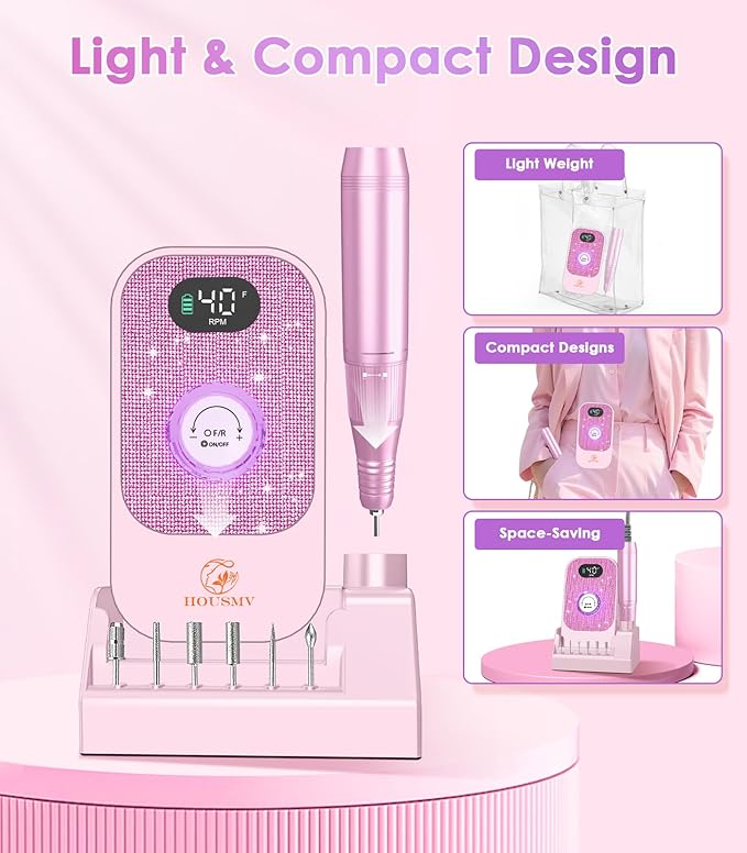 Portable Nail Drill Electric File: Professional File Machine 40000RPM