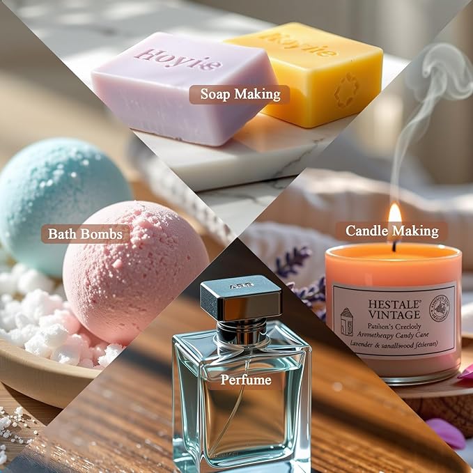 AROPERIMA WOODSHOP Fragrance Essential Oil Set - French Vanilla, Amber, Forest Pine, Fresh Cotton, Fresh Cut Grass, Sandalwood 6x10ML for Diffusers, Massage, Perfume, Soap Making and Candle