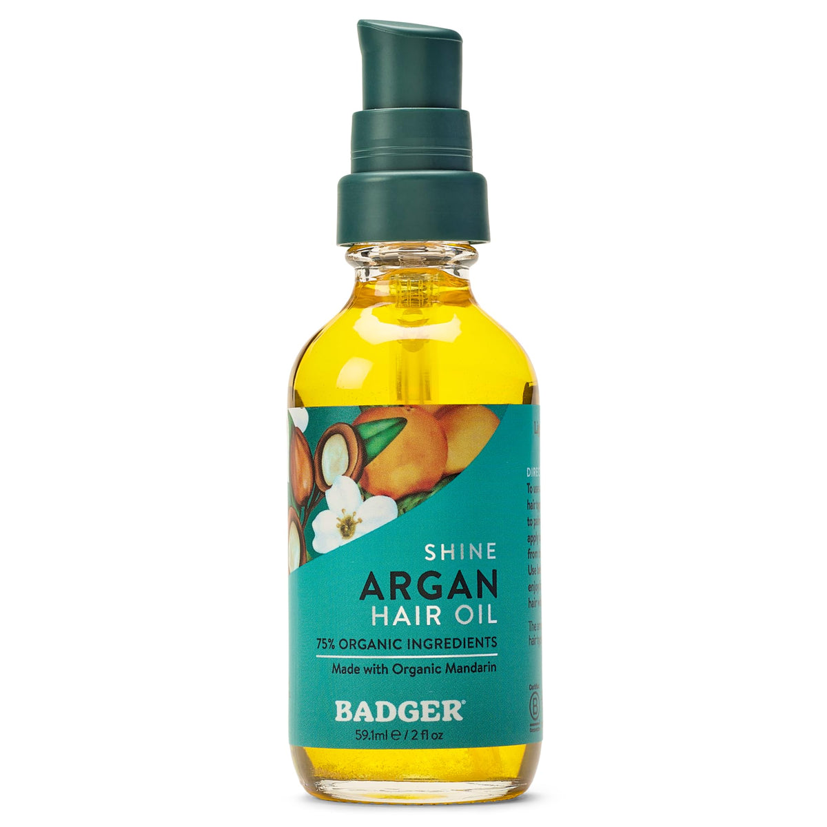 Badger Organic Castor Hair Oil, Red Clover & Peppermint, 2 fl oz