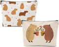 XFN Capybara Gifts, 2 Pcs Cute Makeup Bag, Capybara Stuff Cosmetic Bag Travel Pouch, Friendship Graduation Birthday Animal Lovers Gifts for Women Girls Daughter Friend Niece Sisters