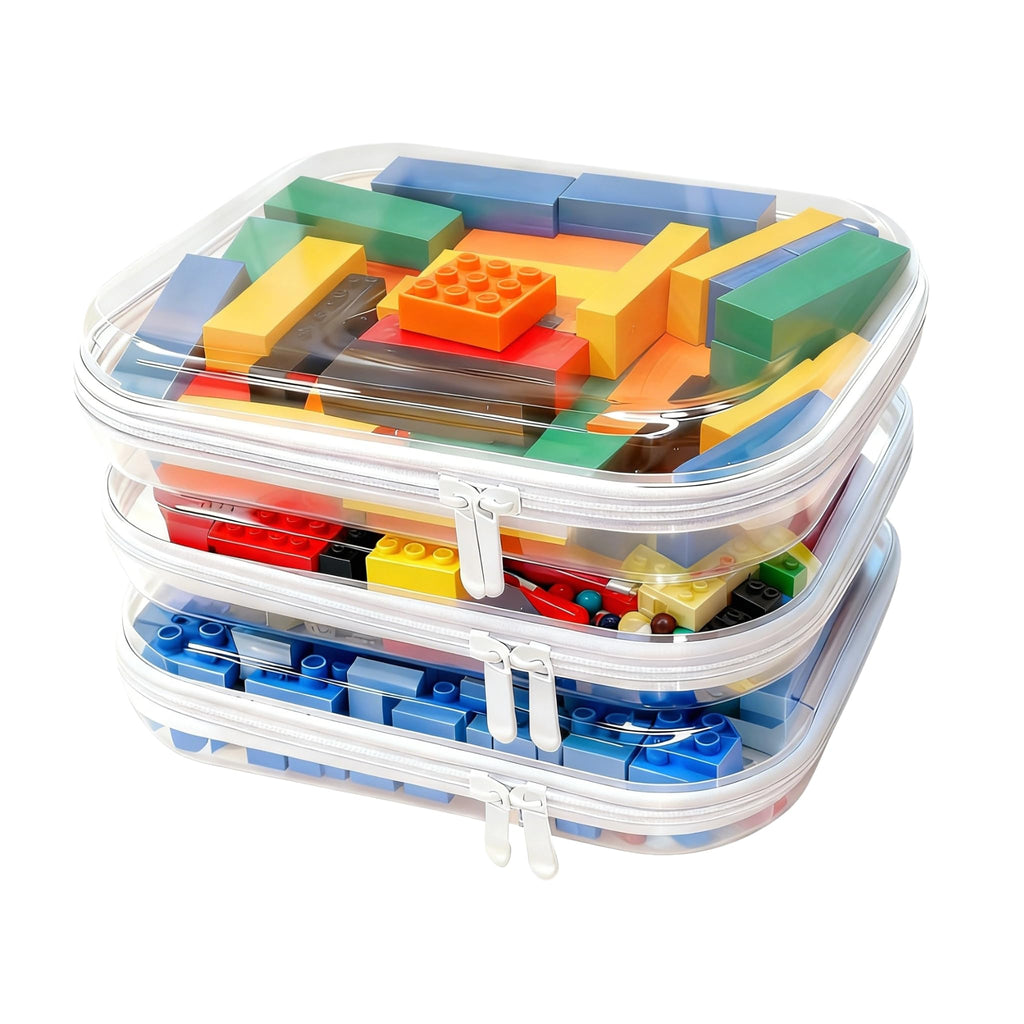 3PCS Clear Hard Shell Zipper Case,9.9*7.9*2in,Travel Toiletry Cosmetic Bags