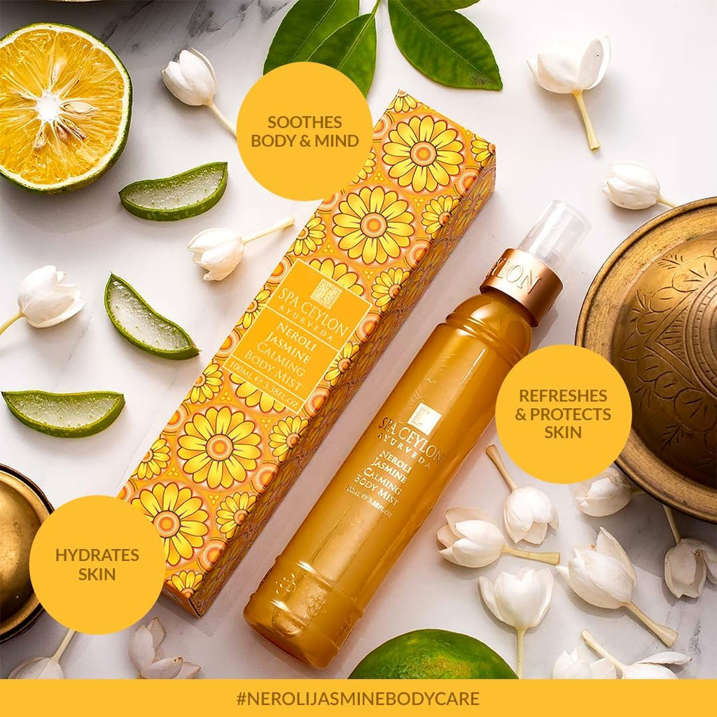 SPA CEYLON NEROLI JASMINE Calming Body Mist | Essential Oils | Aromatherapy Face and Body | Relaxing Pillow Mist | 100ml