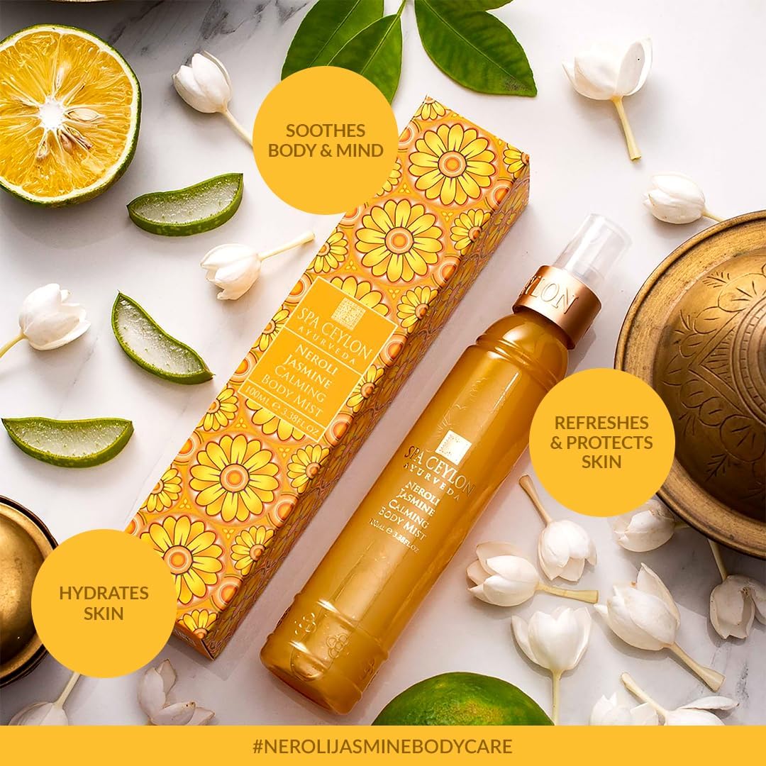SPA CEYLON NEROLI JASMINE Calming Body Mist | Essential Oils | Aromatherapy Face and Body | Relaxing Pillow Mist | 100ml