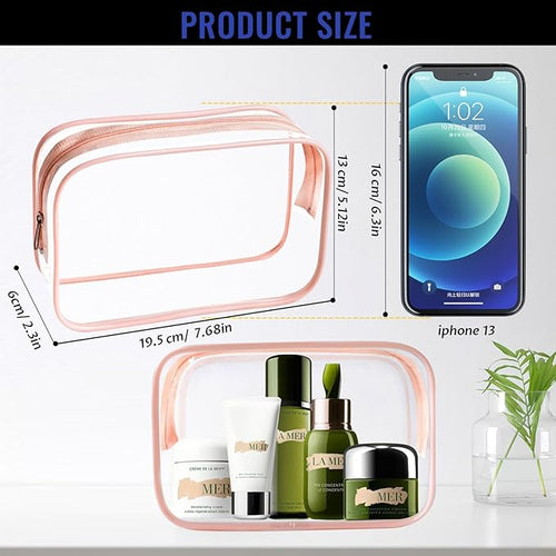 16 Pieces Clear Makeup Bags Bulk, TSA Approved Toiletry Bag for Travel, PVC Waterproof Travel Pouches Clear Pouch with Zipper for Men and Women Carry-on Travel Essentials Cosmetic Bags (Orange)