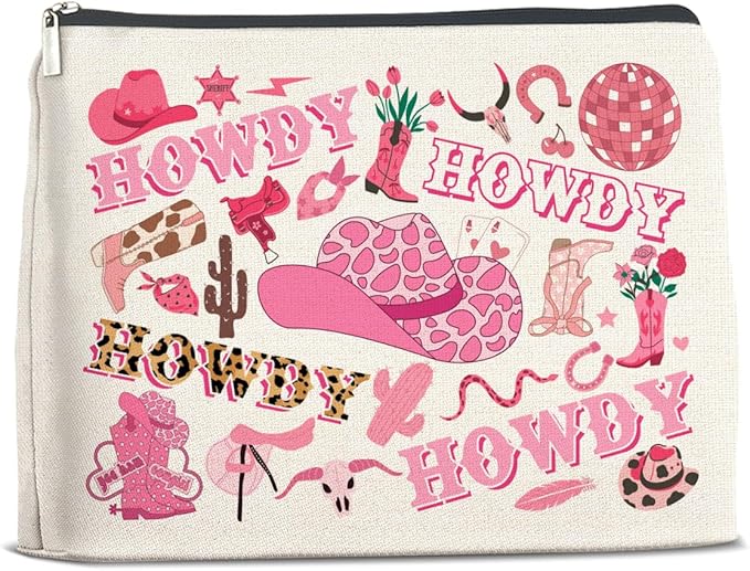 UPNEGE Cowgirls Gifts Western Howdy Makeup Bag for Teens Women