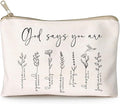 HubbgDesign God Says You Are Makeup Bag, Christian Bible Verse Cosmetic Pouch for Women, Inspirational Floral Toiletry Bag, Positive Affirmation Gift for Her, Travel Makeup Case (God says you are...)
