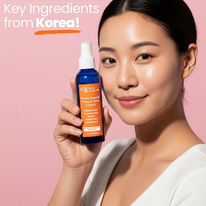 SeoulCeuticals Korean Skin Care Essence Toner - K Beauty Skincare Spray Mist for Face Contains Cucumber Extract and Marine Minerals + Organic Aloe - Get that Healthy Youthful Glow