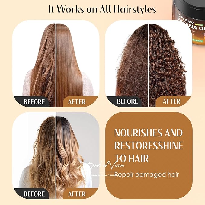 Adevwair Batana Oil for Hair Growth, Dr Sebi 100% Pure Organic Natural Ingredients from Honduras Reduces Hair Loss, Restores Dry Damaged Hair for Women Men