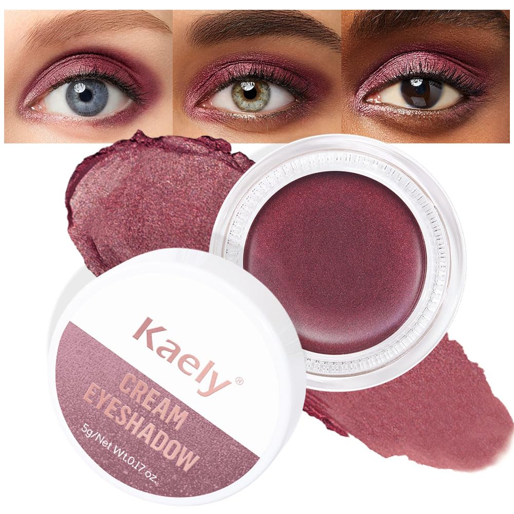 evpct Single Cream Eye Shadow Palette Pot Makeup for Older Women, Rose Shimmer Glitter Metallic Monochrome Cream to Powder Eyeshadow Palette Eye Brightener, Highly Pigmented Waterproof Blendable