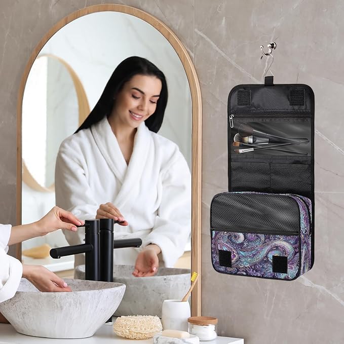 Paisley Travel Toiletry Bag Women Men Hanging Cosmetic Organizer Portable