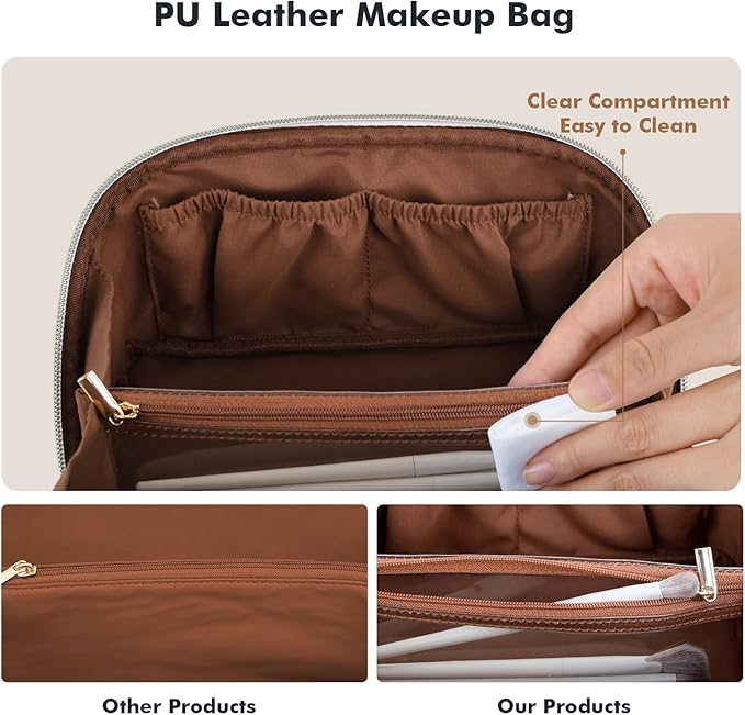 Prite Makeup Bag Travel Toiletry Bag Open Flat Cosmetic Organizer for Women
