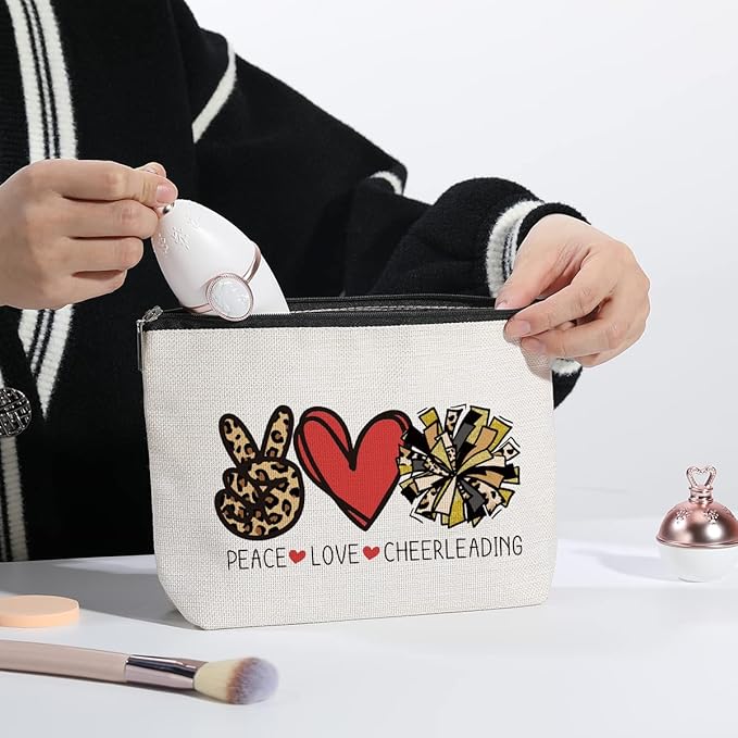 kdxpbpz Cheer Stuff Cheerleader Cheer Bag Funny Cheerleader Gifts Cheerleading Gift Christmas Birthday Gifts for Women Her Female Cheer Team Merchandise - Peace Love Cheerleading