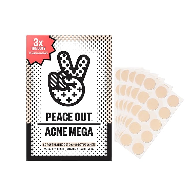 PEACE OUT Acne Healing Dots Hydrocolloid Pimple Patches (60 count)